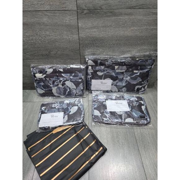 Periea Set of 4 Purse Organizers with Gift Bags Black Floral V88233 - Picture 2 of 2